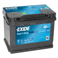 Baterie auto Exide Start Stop AGM 60 Ah - EK600 Baterie auto Exide Start Stop AGM 60 Ah - EK600