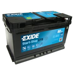 Baterie auto Exide Start Stop EFB 80 Ah - EL800 Baterie auto Exide Start Stop EFB 80 Ah - EL800